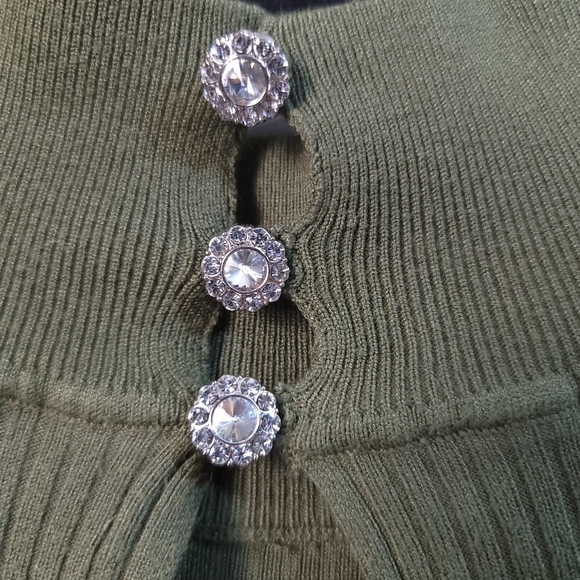 Who What Wear EUC Classic Vintage Inspired Army Green Ribbed Sweater Dress LARGE - Picture 8 of 11